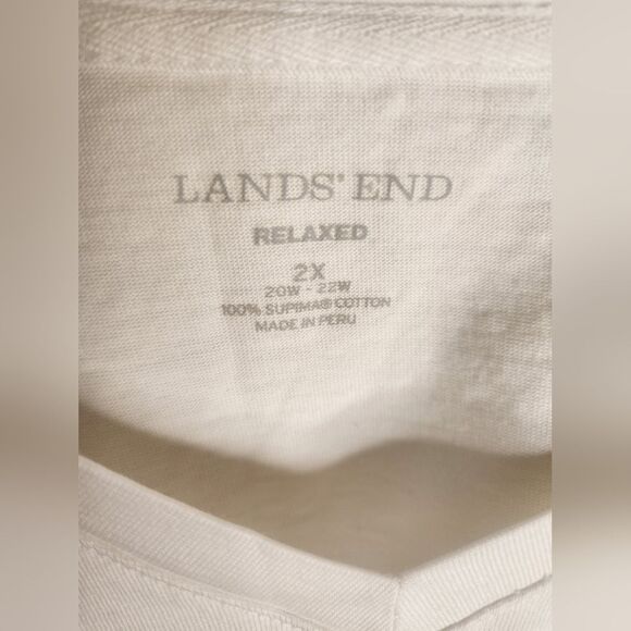Lands'End 2XL White Relaxed 100% SUPIMA COTTON Lngslvs V-neck Women T-shirt PERU - Picture 6 of 8
